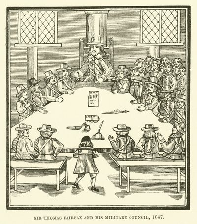 Sir Thomas Fairfax og hans militærråd, 1647 af English School